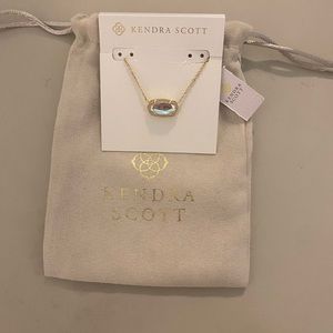 Elisa Gold Extended Length Pendant Necklace in Dichroic Glass